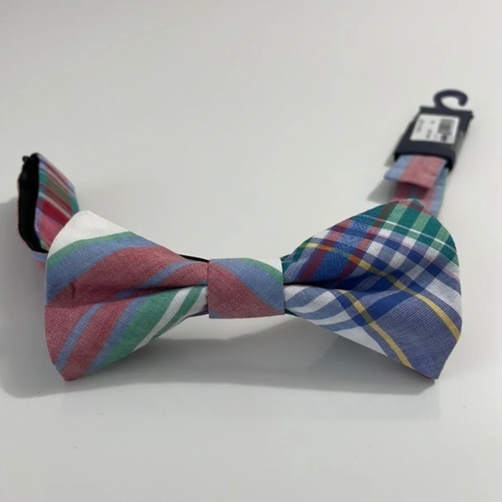 Tommy Hilfiger Brady cotton madras plaid adjustable bow tie.  Fixed bow. ‎ New!